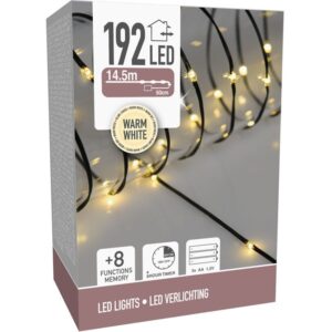 Productfoto: Batterij Kerstverlichting - 192 LED - 14,5 Meter - Warm Wit - Timer