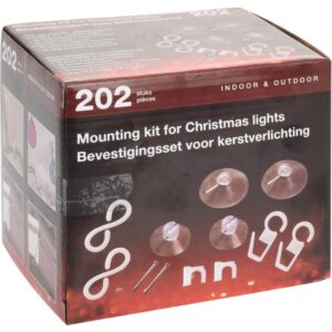 Productfoto: Bevestigingsset Kerstverlichting - 202-delig - Haken, Zuignappen en Clips