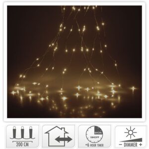 Productfoto: Cascade Kerstverlichting - 200 LED - 10 Strengen van 2 Meter - Warm Wit - Timer & Dimmer