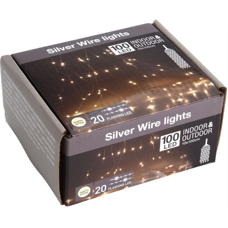 Extra productfoto: Cascade Kerstverlichting - 100 LED - Vuurvliegjeseffect - Warm Wit - 10 Strengen