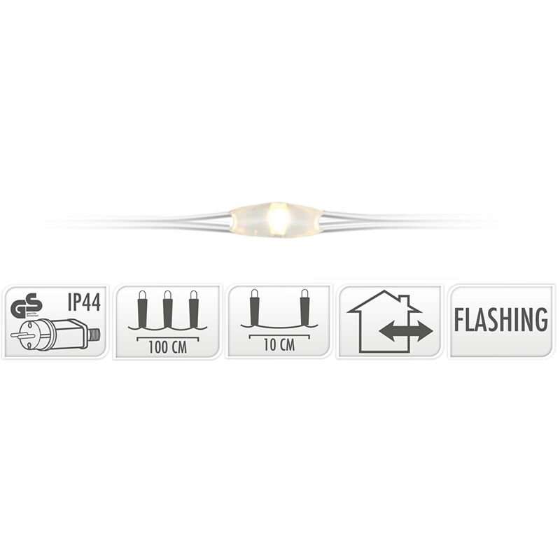 Extra productfoto: Cascade Kerstverlichting - 100 LED - Vuurvliegjeseffect - Warm Wit - 10 Strengen