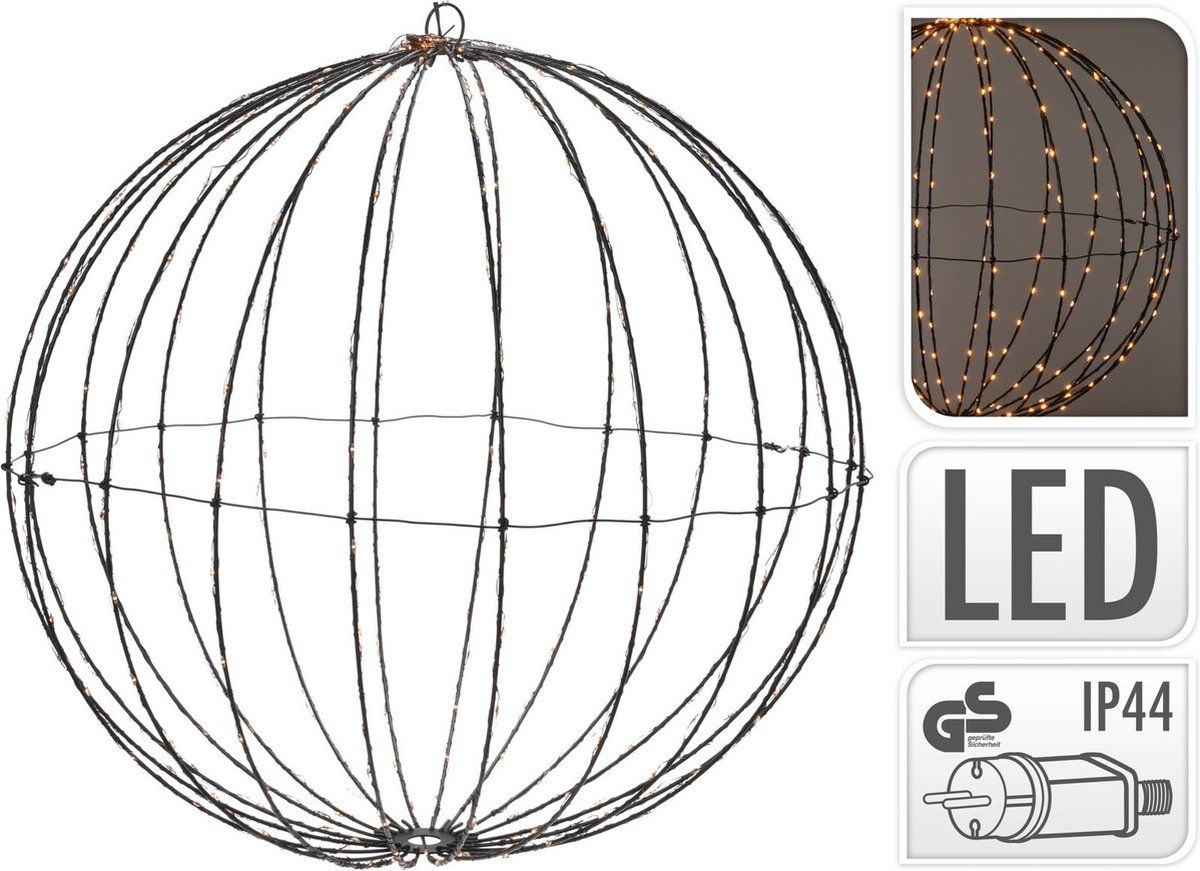 Extra productfoto: Ceruzo LED-Lichtbol - 50 cm - 320 LED - Extra Warm Wit - Timer - Zwart Metaal
