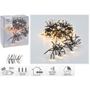 Productfoto: Cluster Kerstverlichting - 1152 LED - 8,5 Meter - Extra Warm Wit - Timer
