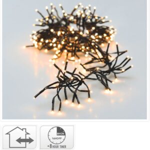 Cluster kerstverlichting 192 LED, 1,4 meter, extra warm wit