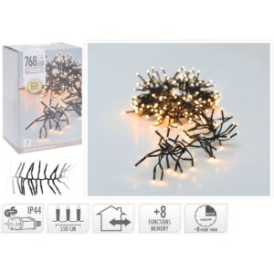Cluster kerstverlichting 768 LED, 5,5 meter, extra warm wit