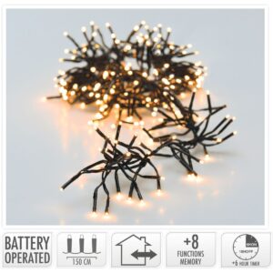Clusterverlichting op batterijen 192 LED, extra warm wit