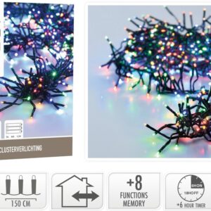 Clusterverlichting 192 LED multicolor op batterijen, 1,4 meter