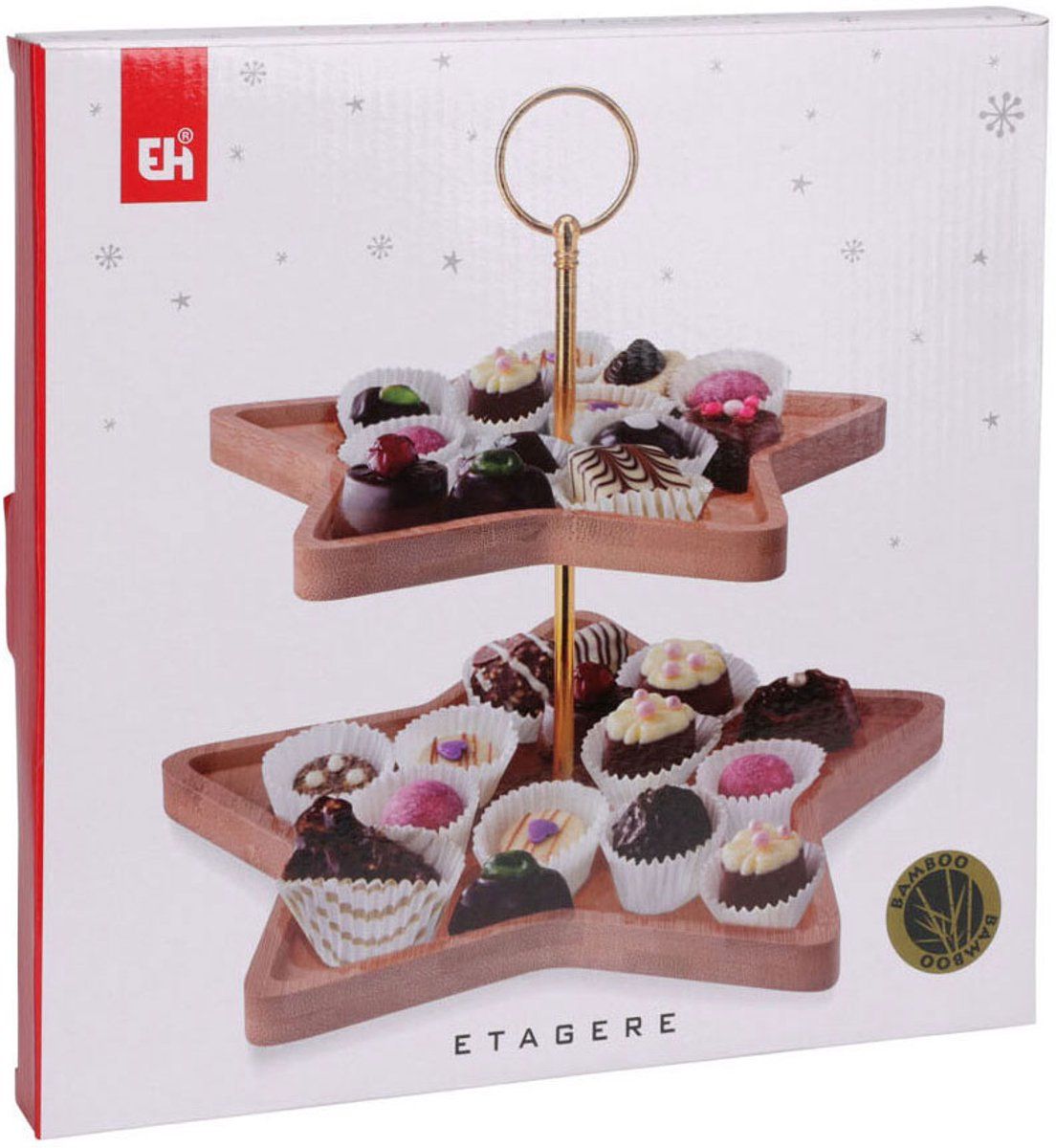 Twee-laagse kerstetagère van 25 cm in stervorm
