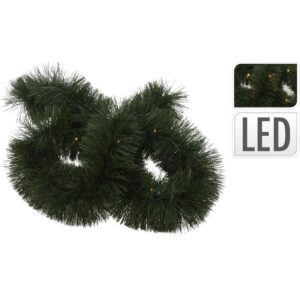 Groene kerstguirlande van 270 cm met 26 LED-lampjes