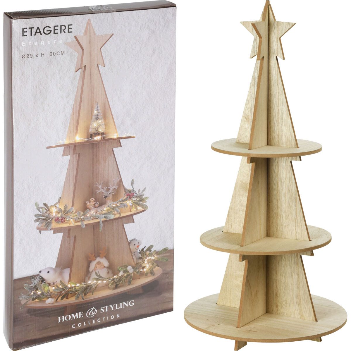 Productfoto: Houten Kerstetagère - 60 cm - Voor Kerstdecoratie