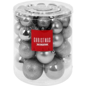 Productfoto: Zilveren Kerstballen - 44 Stuks - Kunststof - Mix