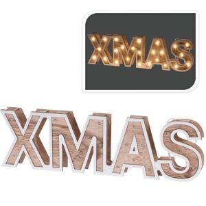 Productfoto: Houten XMAS-Letters met LED - 38 cm - Warm Wit
