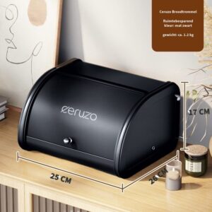 Productfoto: Ceruzo Broodtrommel - 25 cm - Mat Zwart - Schuifdeksel