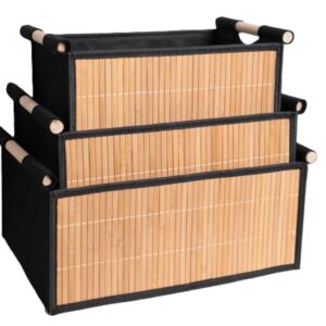 Productfoto: Ceruzo Bamboe Opbergmanden - Set van 3 - Naturel en Zwart