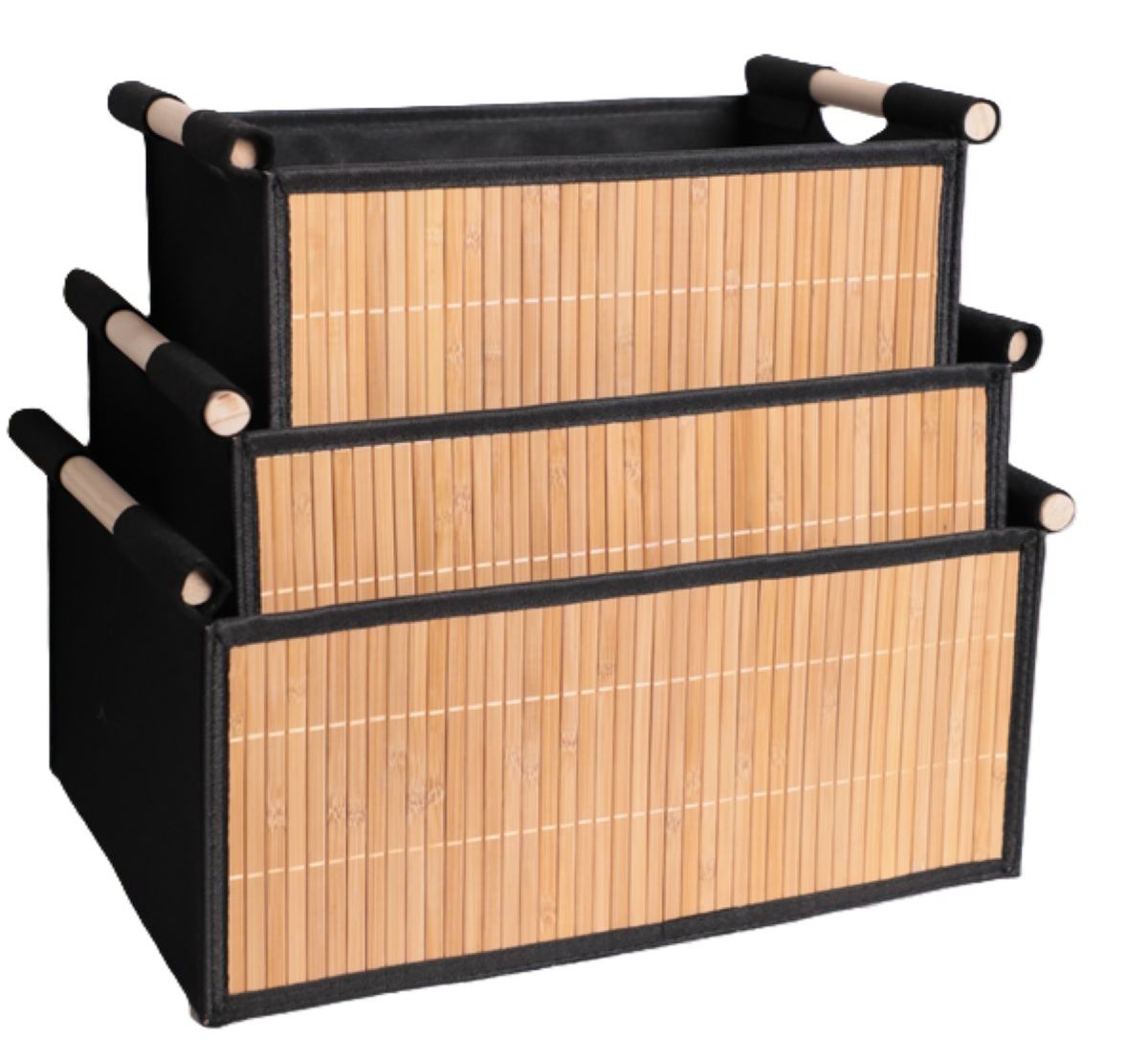Productfoto: Ceruzo Bamboe Opbergmanden - Set van 3 - Naturel en Zwart