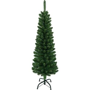 Productfoto: Smalle Kunstkerstboom - 120 cm - Groen - Metalen Standaard