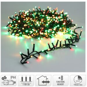 Driekleurige microcluster kerstverlichting met 560 LED-lampjes en 11,2 meter verlicht snoer