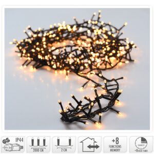 Microcluster kerstverlichting met 1000 warmwitte LED-lampjes op 20 meter snoer