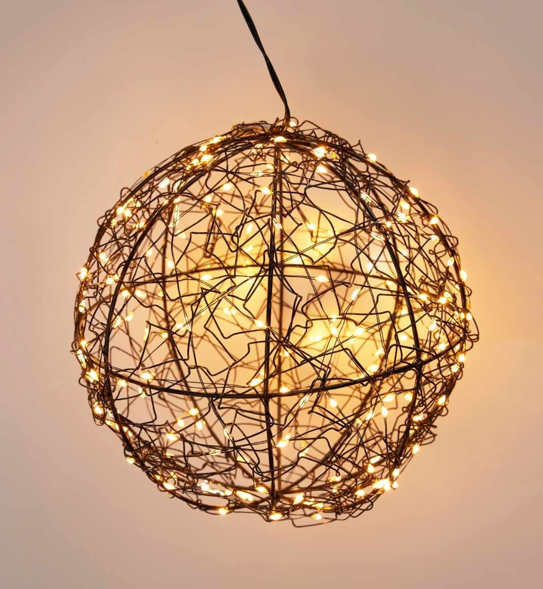 Metalen decoratiebal van 18 cm met 200 extra warmwitte micro-LED-lampjes