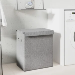 vidaXL Inklapbare wasmand grijs 51 x 34,5 x 59 cm