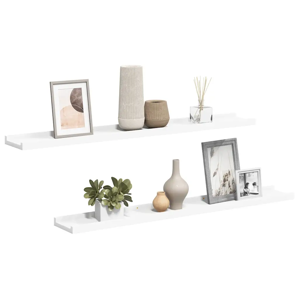 Fotoplanken 2 stuks wit MDF 80 x 9 x 3 cm - Afbeelding 2