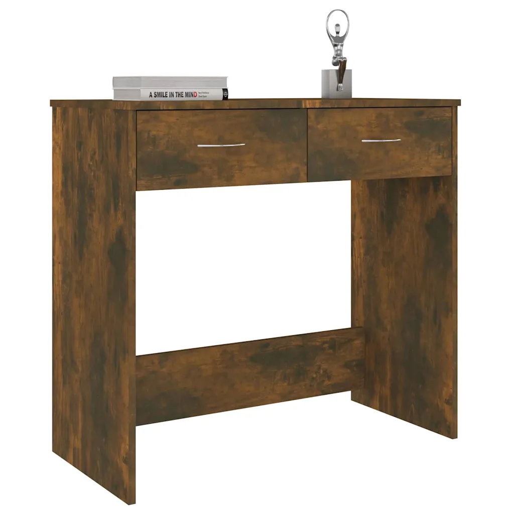 vidaXL Bureau met 2 lades gerookt eiken 80 x 40 x 75 cm
