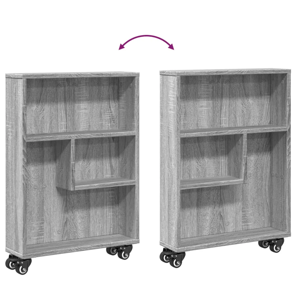 vidaXL Smalle opbergtrolley grijs sonoma eiken 48 x 13 x 68 cm