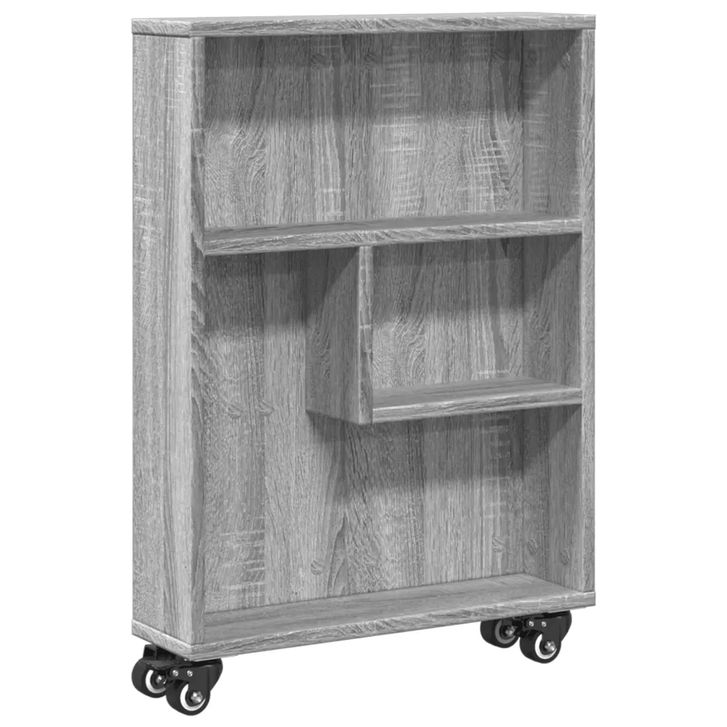 vidaXL Smalle opbergtrolley grijs sonoma eiken 48 x 13 x 68 cm