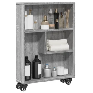 vidaXL Smalle opbergtrolley grijs sonoma eiken 48 x 13 x 68 cm