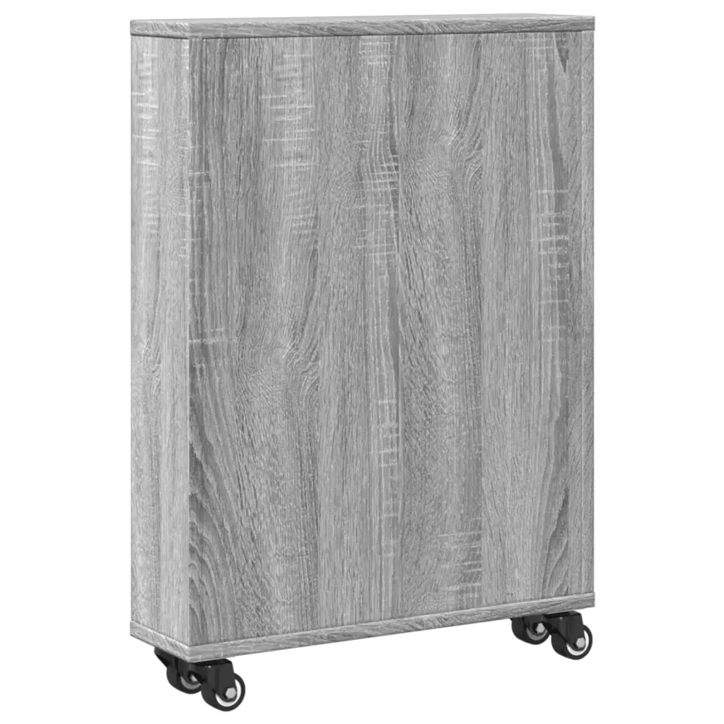 vidaXL Smalle opbergtrolley grijs sonoma eiken 48 x 13 x 68 cm