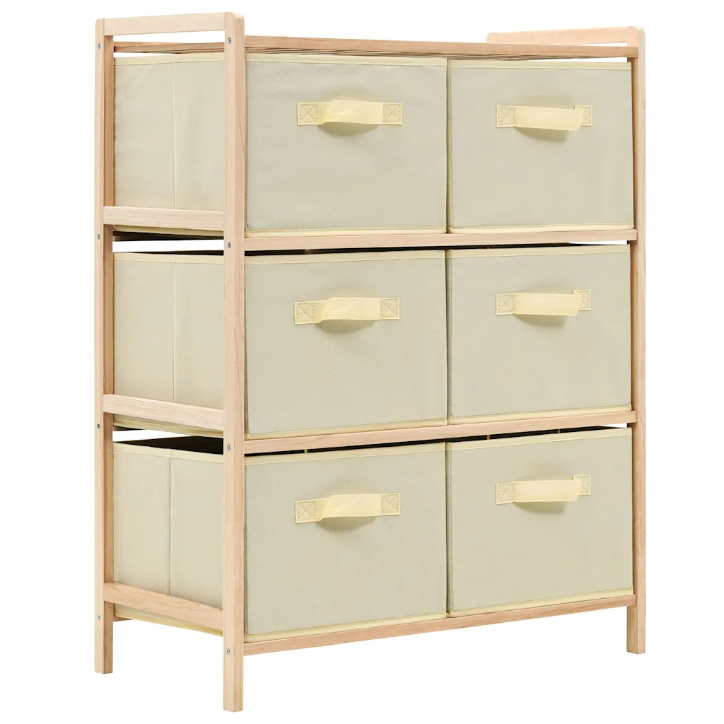 vidaXL Opbergrek met 6 stoffen manden cederhout beige