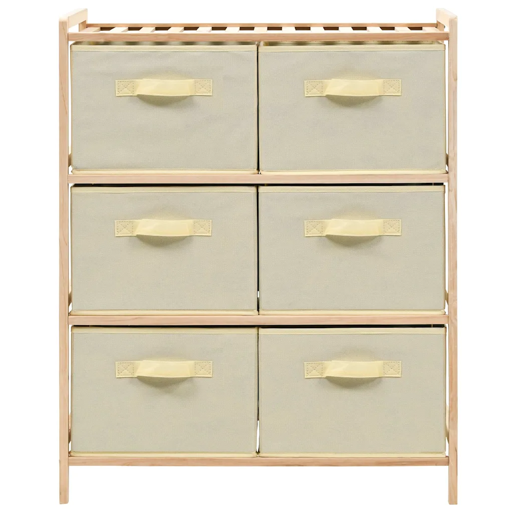 vidaXL Opbergrek met 6 stoffen manden cederhout beige