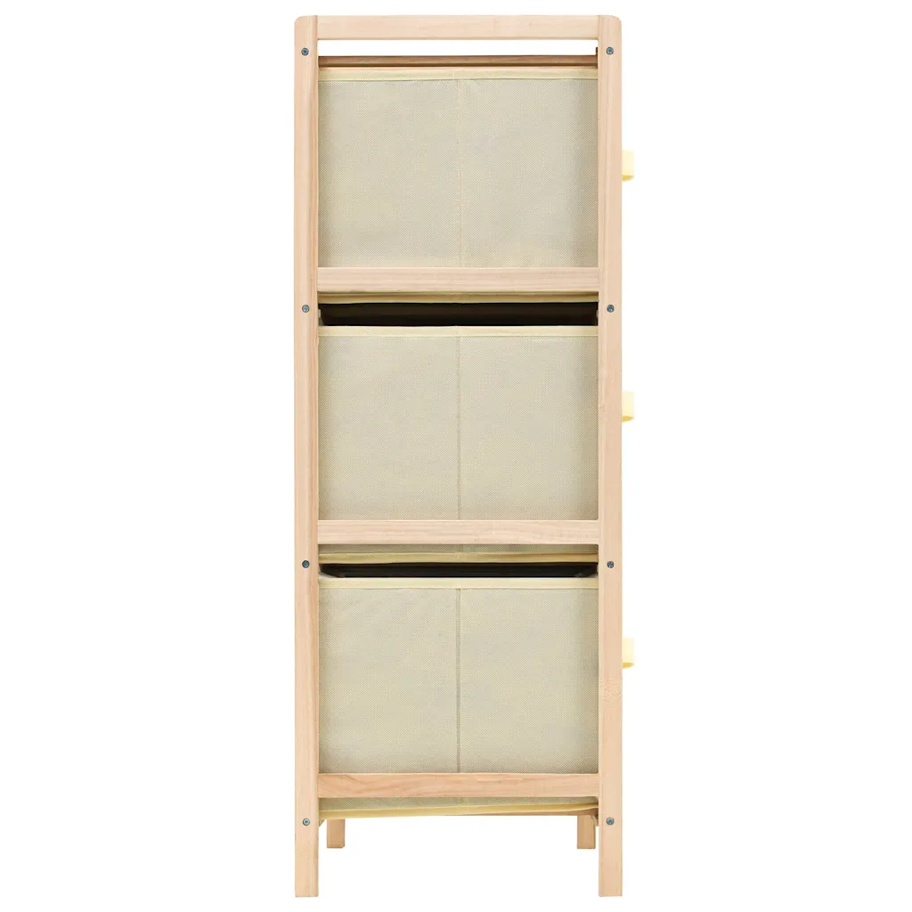 vidaXL Opbergrek met 6 stoffen manden cederhout beige