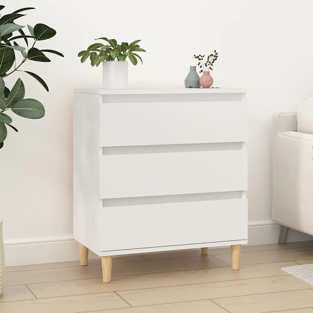 vidaXL Dressoir met 3 lades wit 60 x 35 x 70 cm