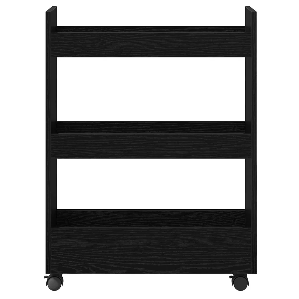 vidaXL Smalle opbergtrolley zwart eiken 60 x 22 x 80 cm