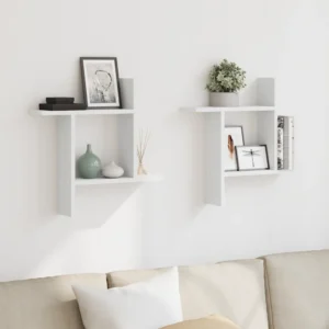 vidaXL Wandschappen 2 stuks wit 50 x 12 x 50 cm