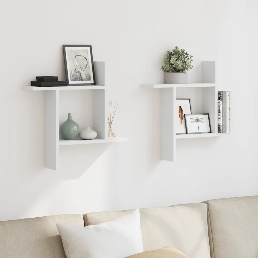 vidaXL Wandschappen 2 stuks wit 50 x 12 x 50 cm