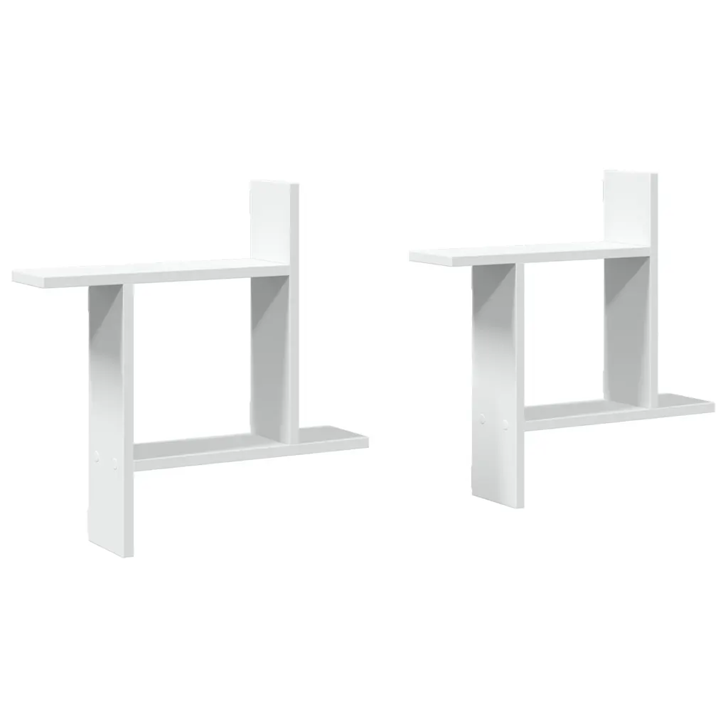Wandschappen 2 stuks wit 50 x 12 x 50 cm - Afbeelding 2