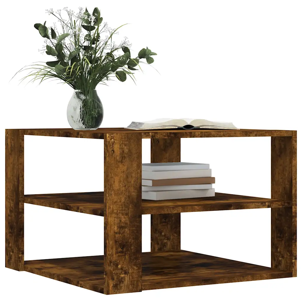 Salontafel gerookt eiken 58 x 58 x 40 cm - Afbeelding 7