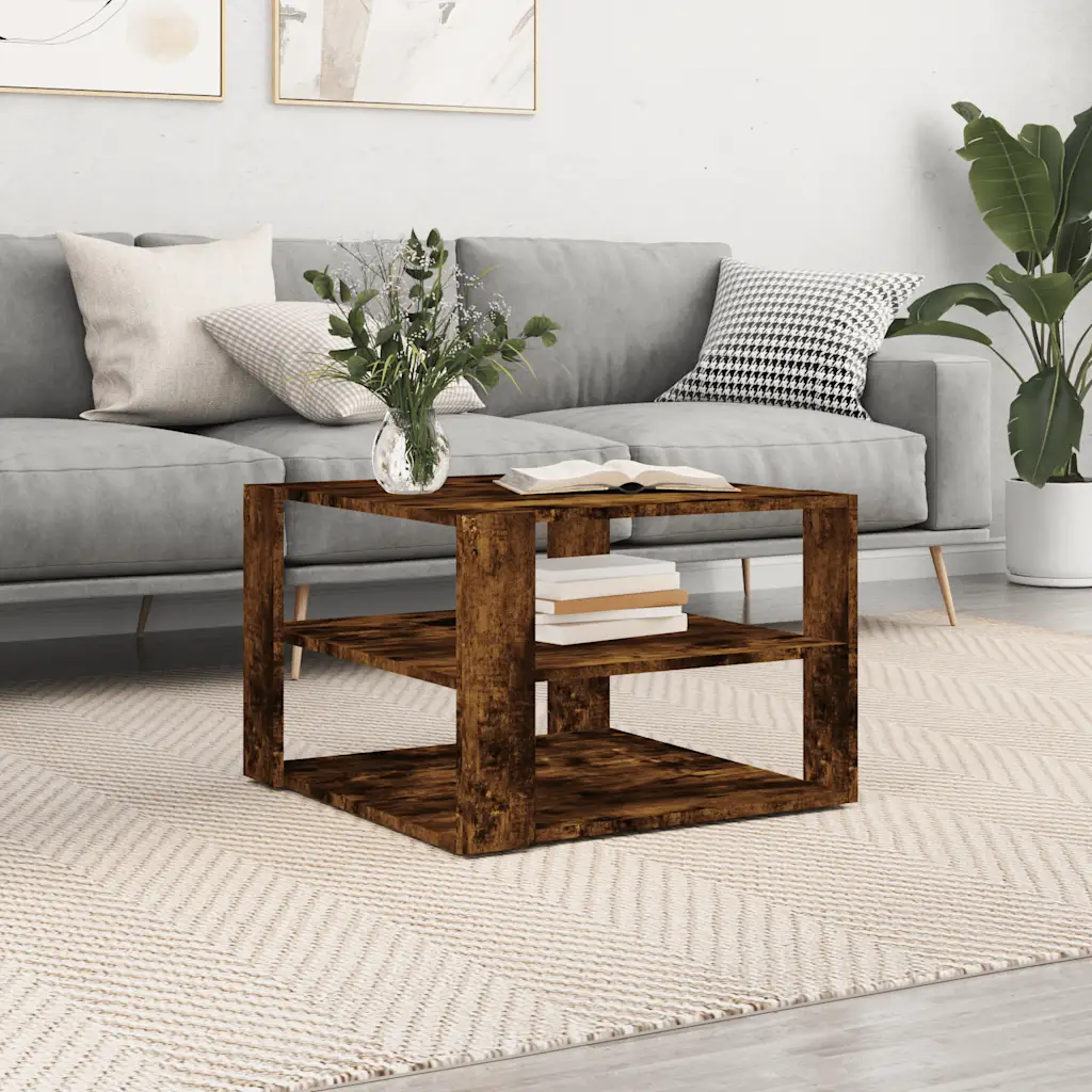 vidaXL Salontafel gerookt eiken 58 x 58 x 40 cm