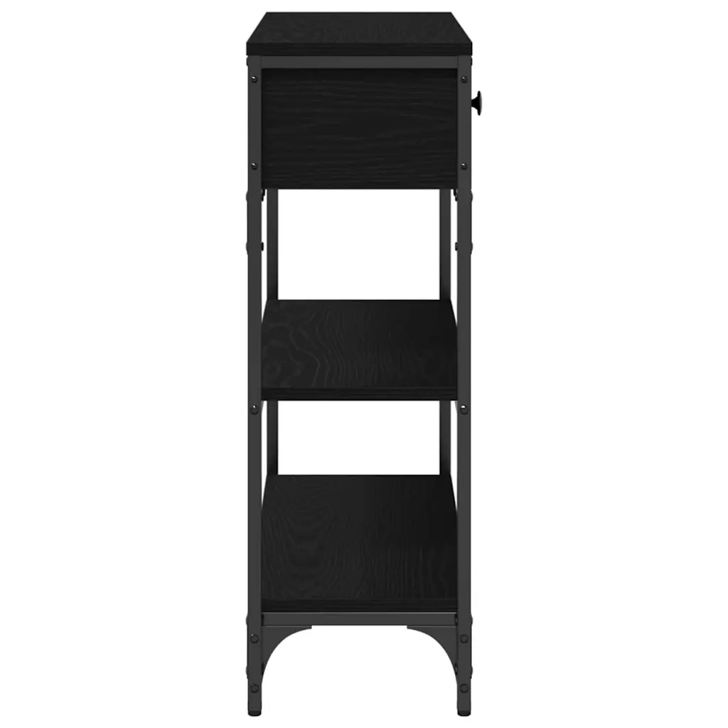 Sidetable met 2 laden zwart eiken 72,5 x 25 x 75 cm - Afbeelding 7