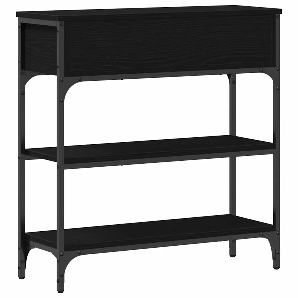 Sidetable met 2 laden zwart eiken 72,5 x 25 x 75 cm - Afbeelding 8