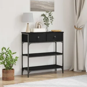 vidaXL Sidetable met 2 laden zwart eiken 72,5 x 25 x 75 cm