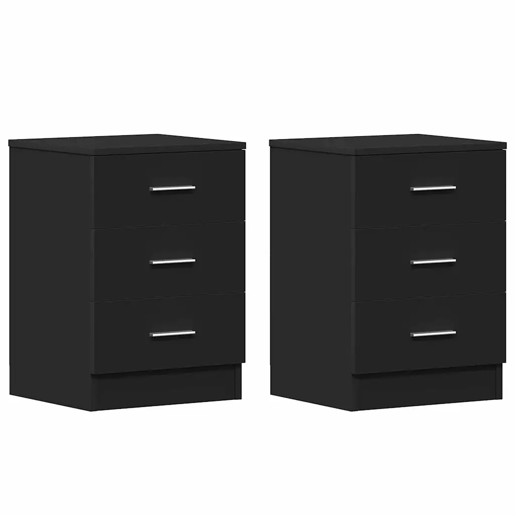 Nachtkastjes 2 stuks zwart 38 x 35 x 56 cm - Afbeelding 2