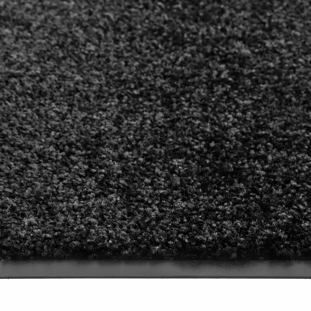 vidaXL Wasbare deurmat zwart 90 x 120 cm