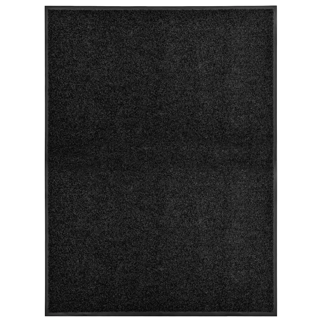 vidaXL Wasbare deurmat zwart 90 x 120 cm