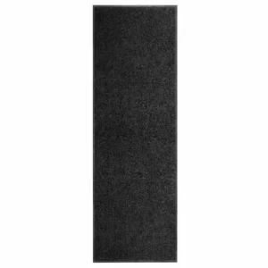 vidaXL Wasbare deurmat zwart 60 x 180 cm
