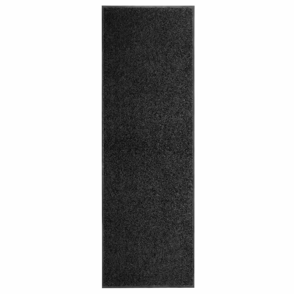 vidaXL Wasbare deurmat zwart 60 x 180 cm