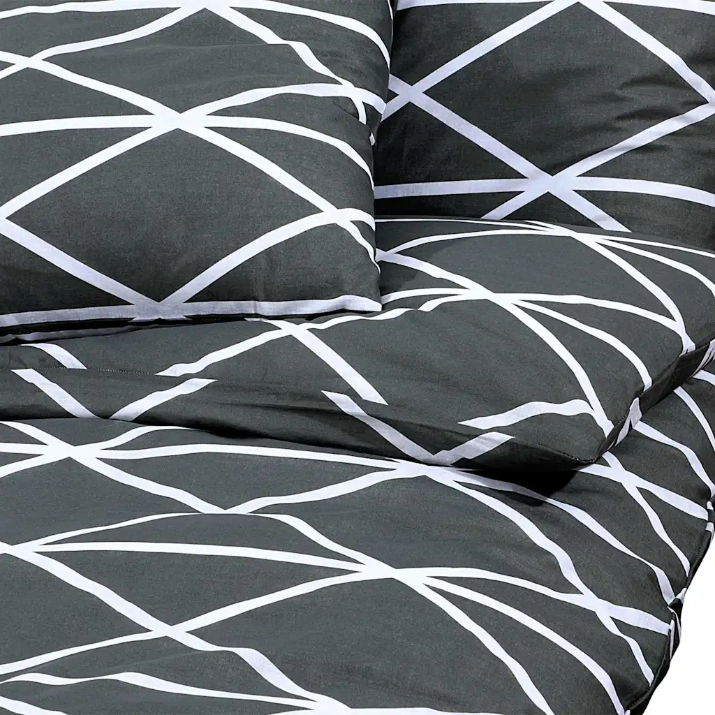 Dekbedovertrekset katoen donkergrijs-wit 220 x 240 cm - Afbeelding 4