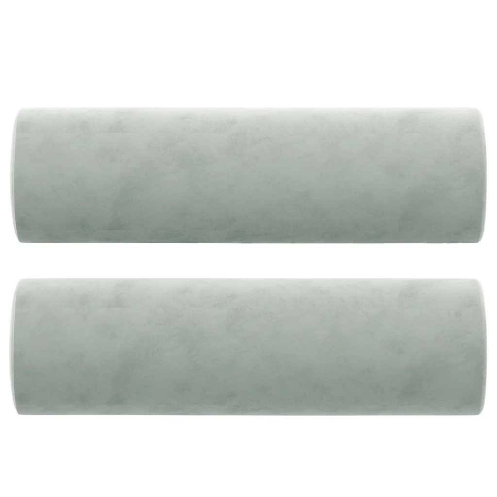 Rolkussens 2 stuks lichtgrijs fluweel Ø15 x 50 cm - Afbeelding 2